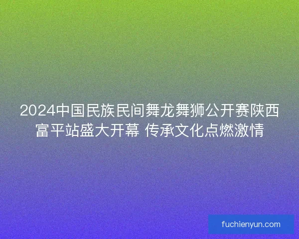 2024中国民族民间舞龙舞狮公开赛陕西富平站盛大开幕 传承文化点燃激情